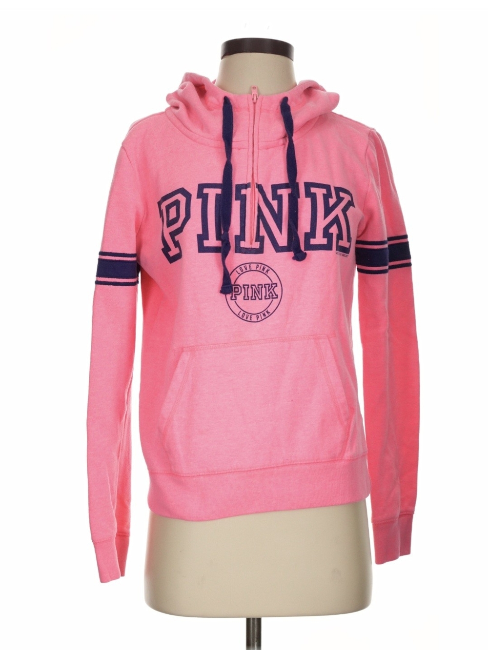 Victoria's Secret PINK Neon Pink Hoodie with Navy Accents